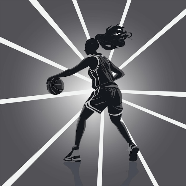 Vector women professional basketball player silhouette