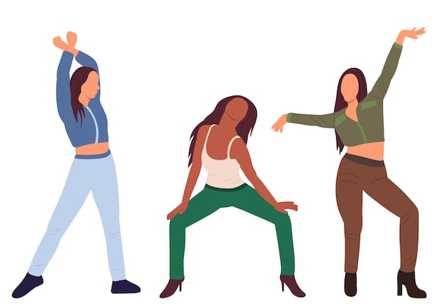 Vector women rejoice and dance isolated vector