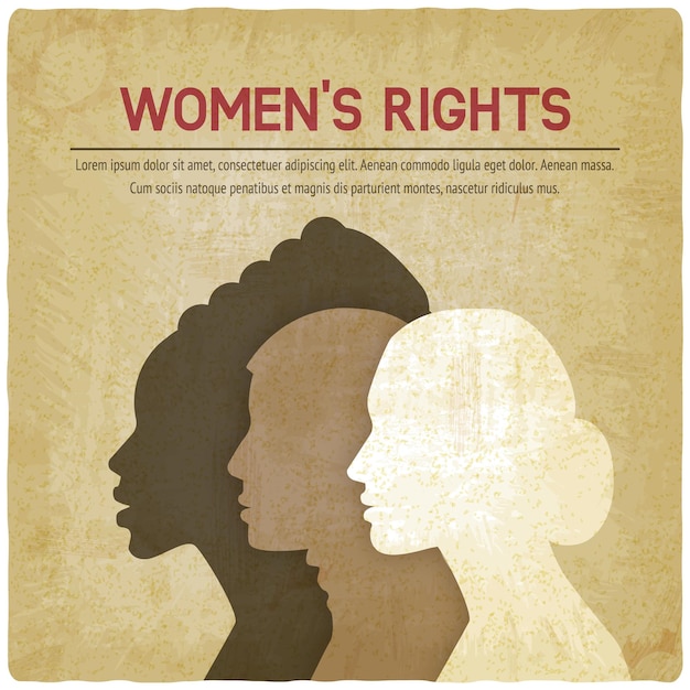 Women rights concept Three of female profile