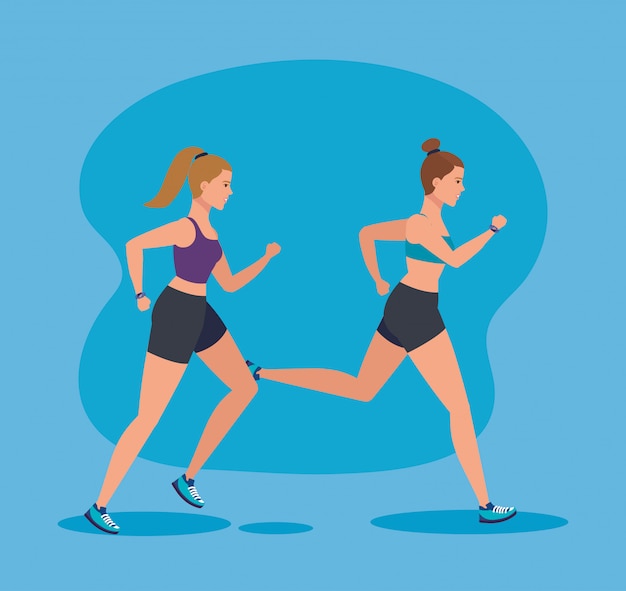 Women running to sport practice activity