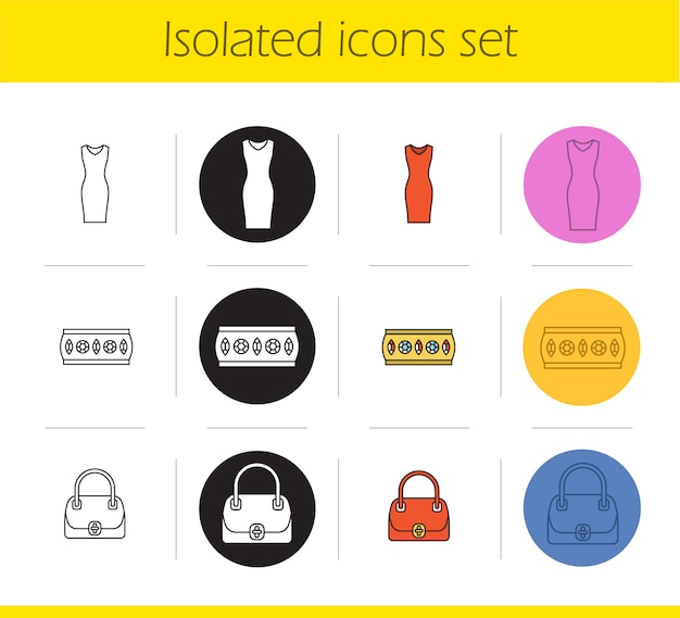 Women's accessories icons set