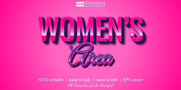 Vector women's area text effect easy to use vector text effect