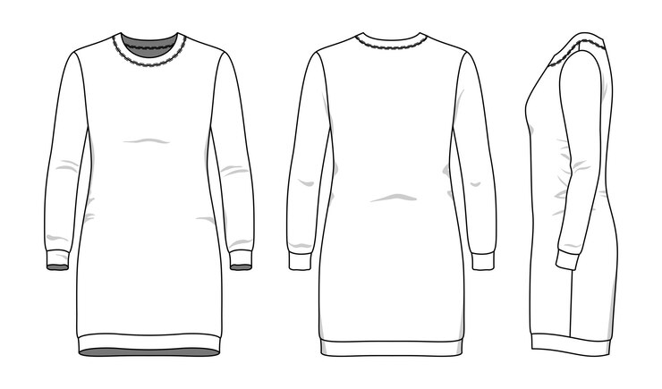 Vector women's blank clothing templates of sweatshirt