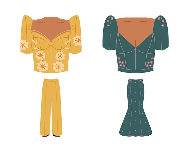 Women's blouse and pants vector illustration in flat style