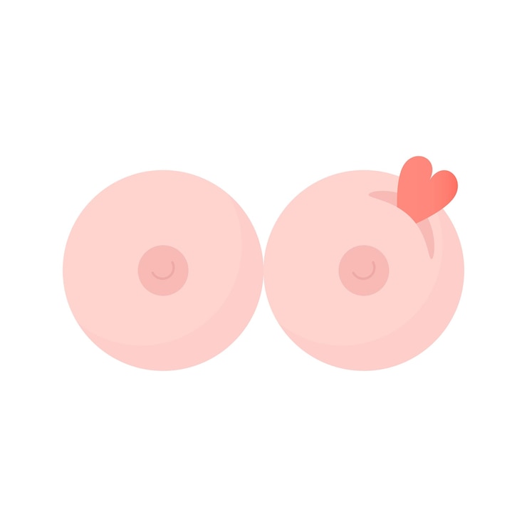 Vector women's breasts with a slit and a heart inside in honor of world breast cancer day
