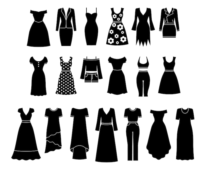 Vector women's clothing icons collection