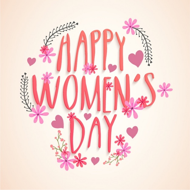 Vector women's day background with pink flowers