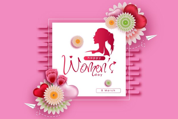 Vector women's day banner with flower decoration