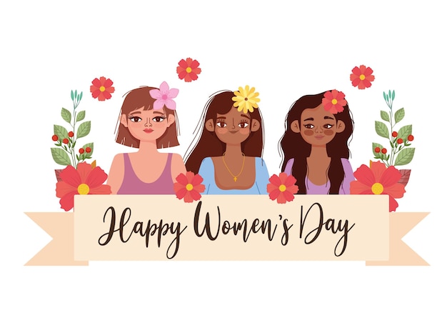 Women's day banner with flowers