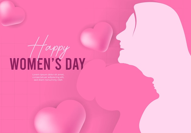 women's day campaign poster background design with two girls with face silhouette