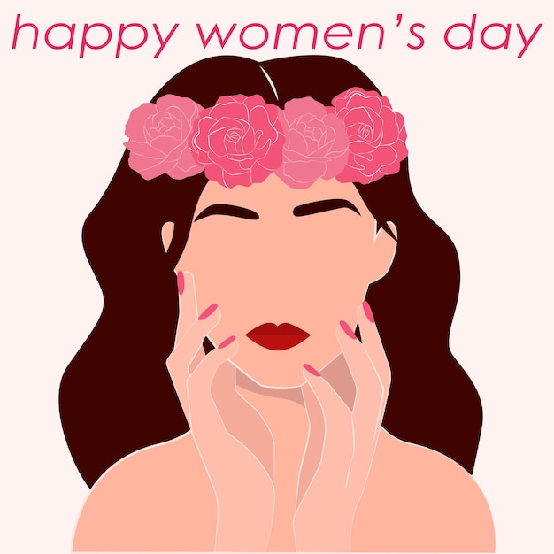 Women's day card Abstract minimal girl's portrait International women's day concept