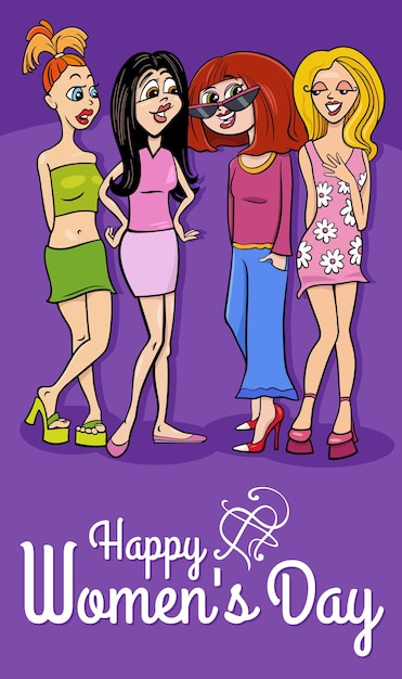 Women's Day design with cartoon women group