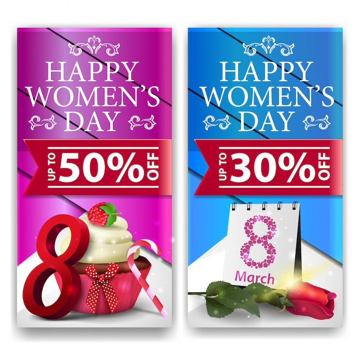 Vector women's day discount vertical banners