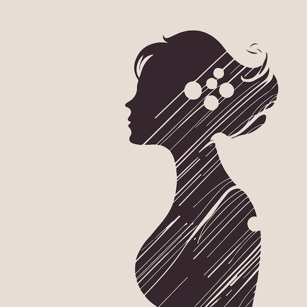 Women's day greeting card silhouette vector illustration design