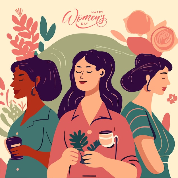 女性の日グリーティング カード ベクトル イラスト デザイン