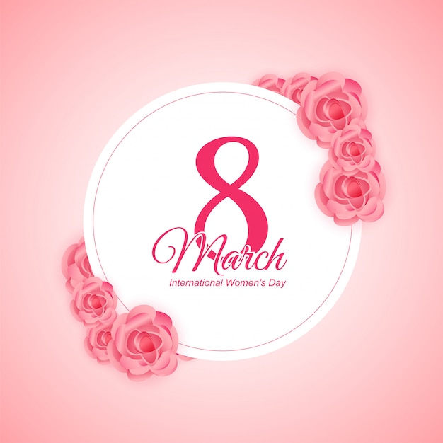 Women's day greeting with rose background