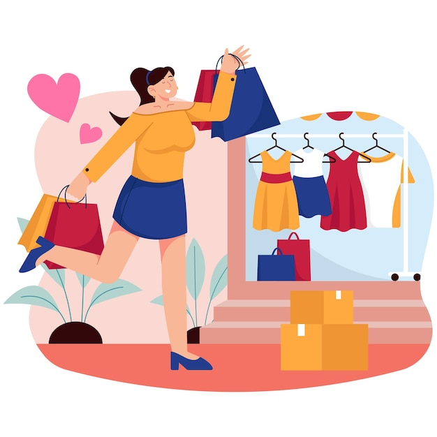 women's day illustration_woman shopping