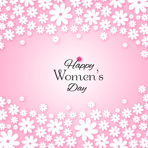 Women's day pink background with white flowers