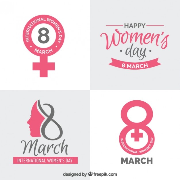 Vector women's day pink cards set