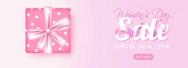 Women's Day sale header or banner design with 50% discount offer