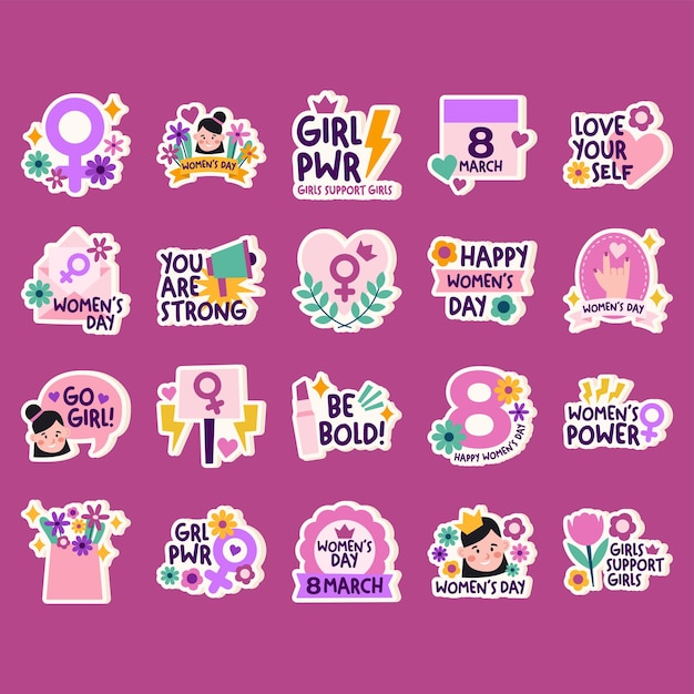 Vector women's day sticker pack