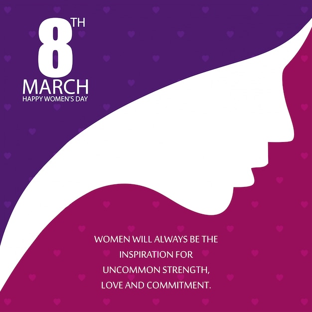 Women's day typographic with purple and pink background