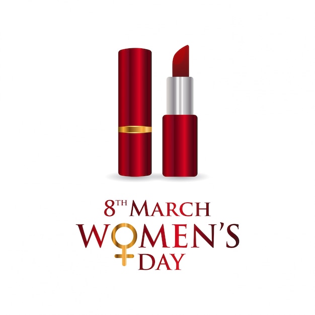 Women's day typography with lipsticks