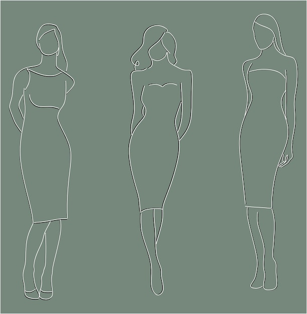 Вектор Женская мода наброски абстрактное искусство аватар фон красивые минусы набор векторная иллюстрация