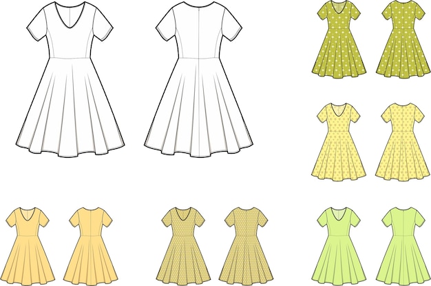 Fit and Flare Dress Sewing Pattern PDF Bust Sizes 33-44