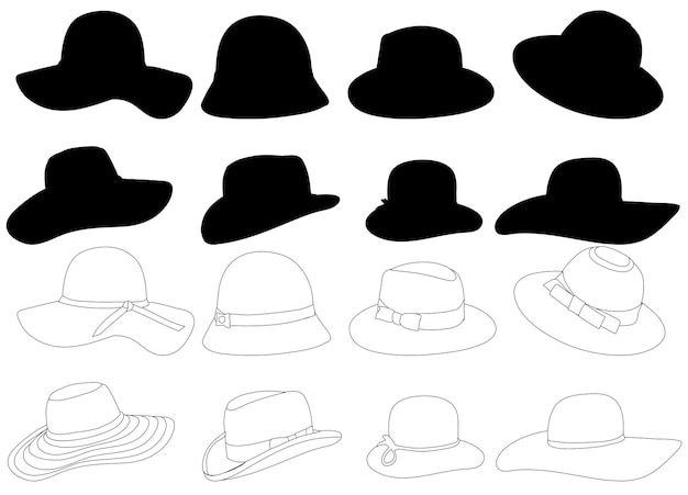 Women's hat set of silhouettes