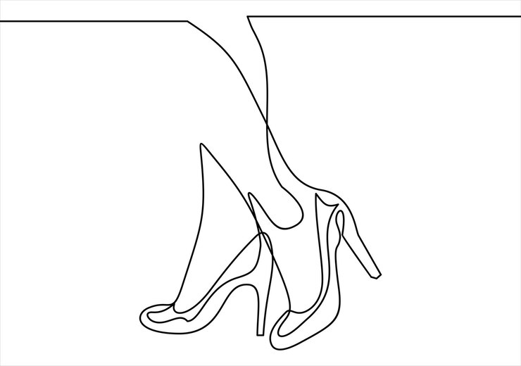 Vector women's highheeled shoes vector line iconcontinuous line