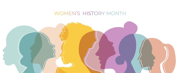 Vector women's history month banner in soft color