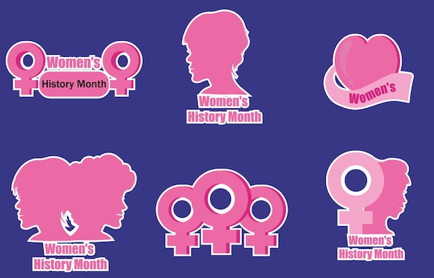 Women's history month sticker set collection