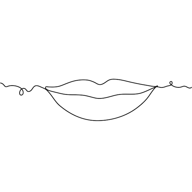 Vector women's lips are drawn in the style of a single line lips single line drawing art