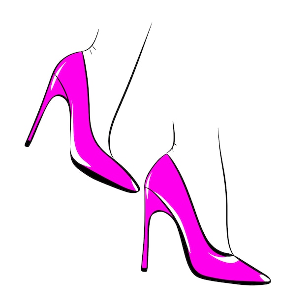 Illustrazione vettoriale di scarpe rosa da donna. schizzo di moda