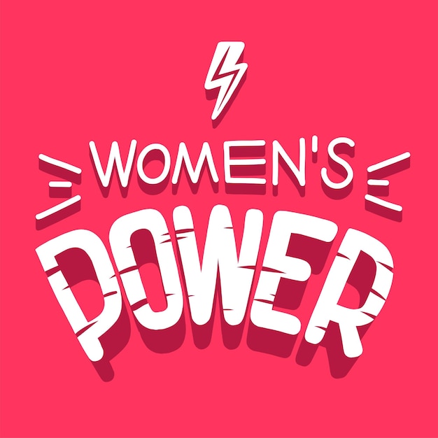 Women's Power White inscription handwritten on a bright pink background Hand lettering Feminist slogan phrase or quote Modern vector illustration for tshirt poster card or other print