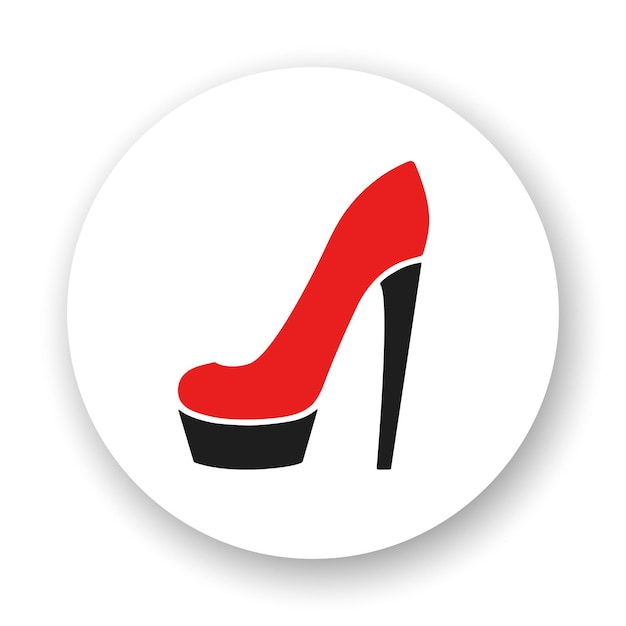 Women's red shoe on high heel Flat vector icon