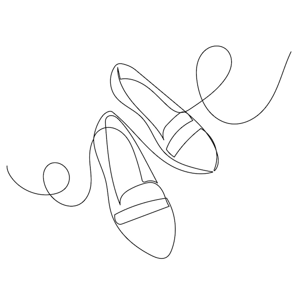 Women's shoes continuous line drawing vector