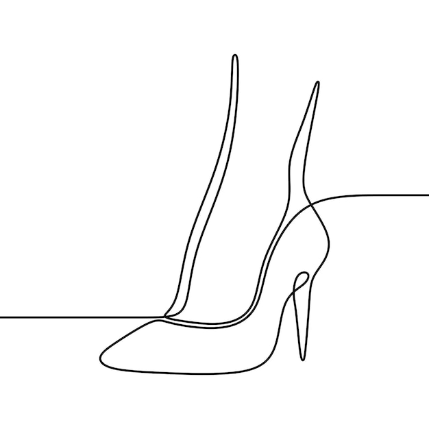 женская обувь иллюстрация непрерывный рисунок sigle line art