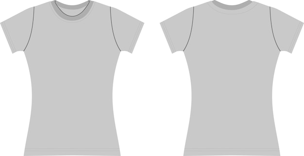 여자의 짧은 소매 기본 Tshirt 여자의 TShirt 템플릿 벡터 흰색 배경에 짧은 소매와 기술 패션 그림 플랫 의류 tshirt 템플릿 전면 및 후면 흰색 색상
