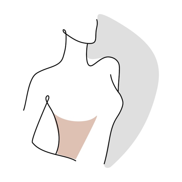 Le spalle delle donne linea arte in stile astratto cura della pelle del viso bella donna