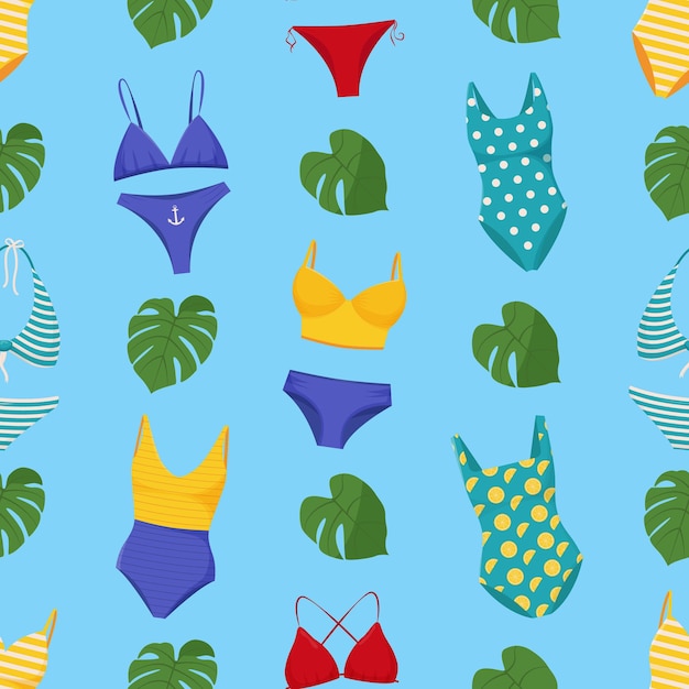 벡터 여성용 수영복 원활한 패턴 세련된 수영복 또는 비키니 상의와 하의
