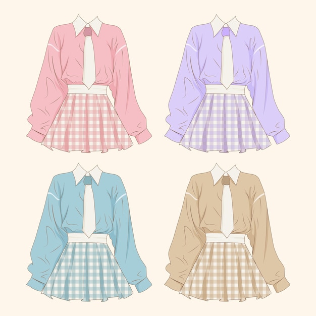 女子學校制服時尚向量插圖