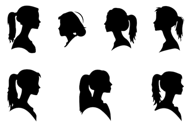 Women set black silhouette isolated vector