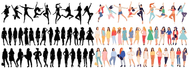 Women set in flat style isolated vector