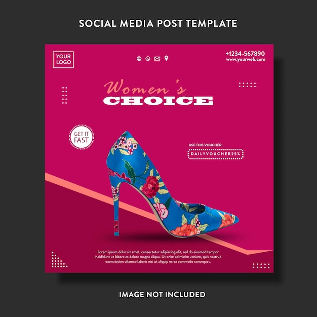 Vector women shoes hoes product promotion sale social media post or flyer template