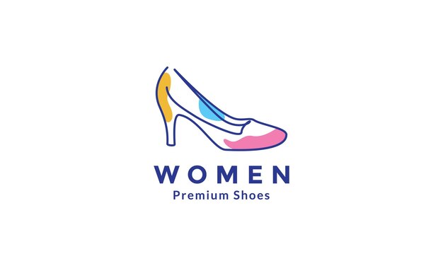 Women shoes line colorful logo symbol vector icon design illustration