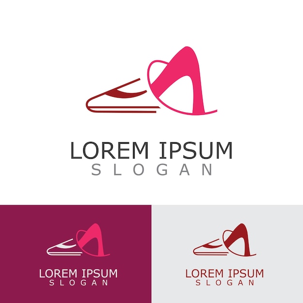 Women shoes logo design High heel fashion icon template vector for business store