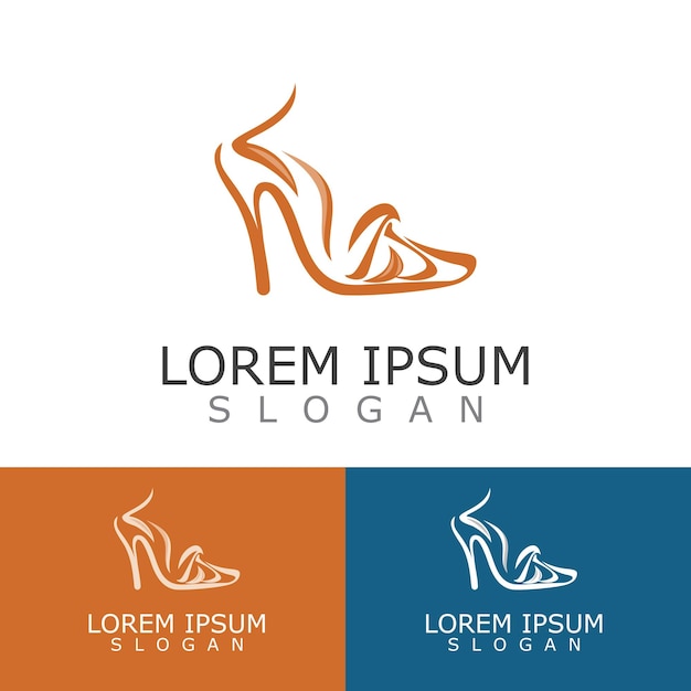 Women shoes logo design High heel fashion icon template vector for business store