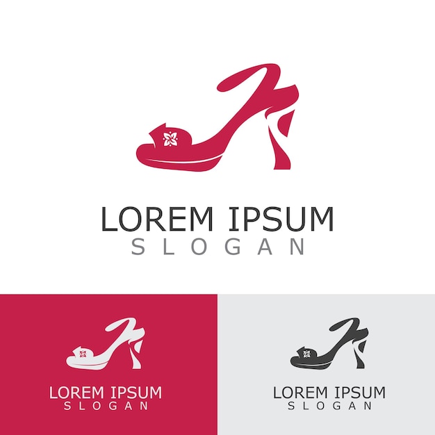 Women shoes logo design High heel fashion icon template vector for business store